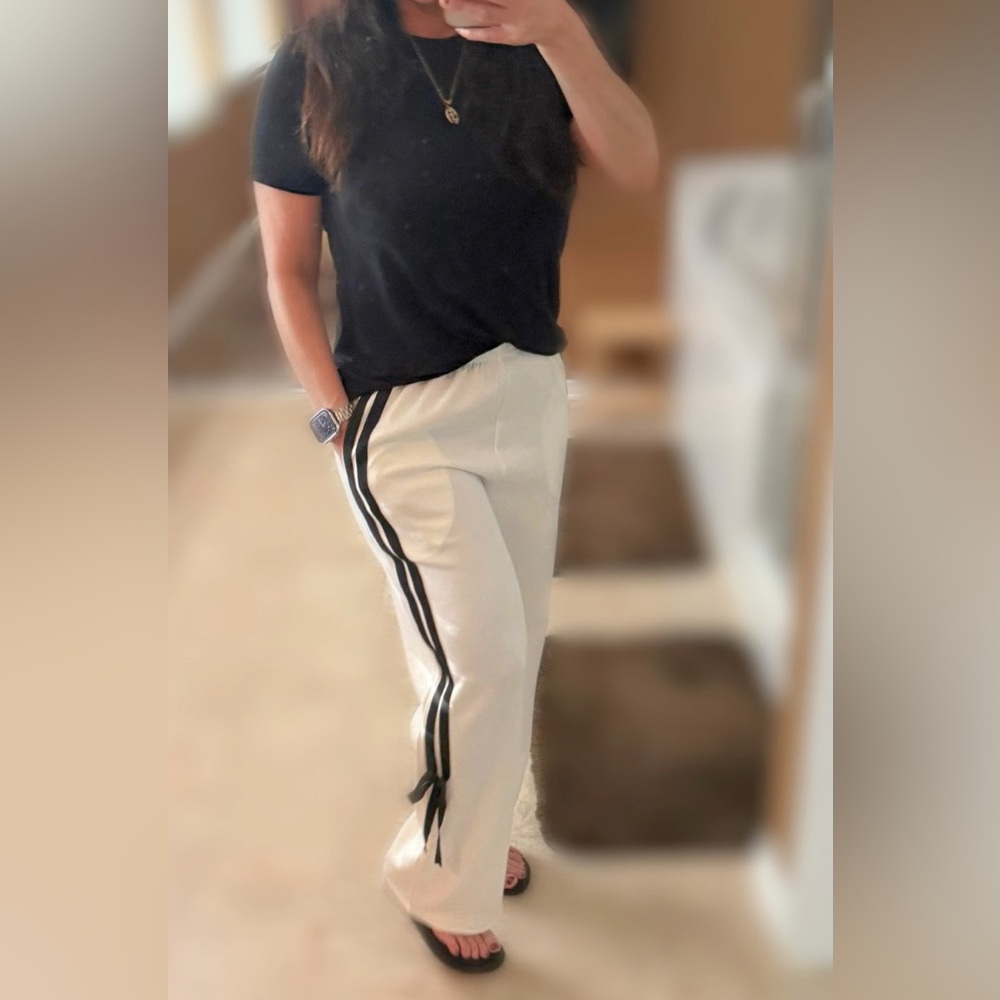 White with Black Stripes Pants - Picture 5 of 6